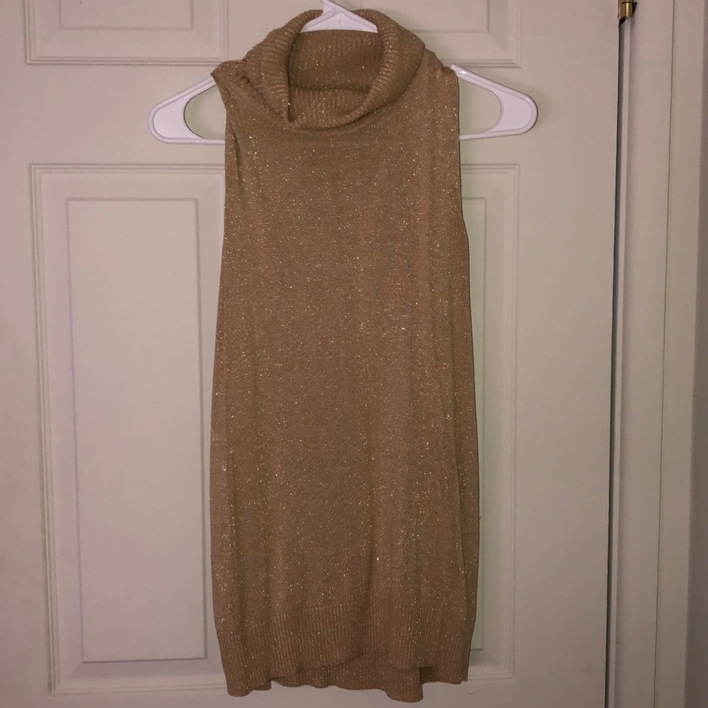 Gold Glitter Short Sleeve Turtle Neck shirt